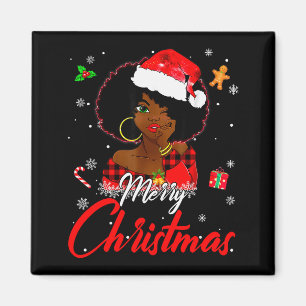 Black African Girl American Melanin Christmas Sant Magnet