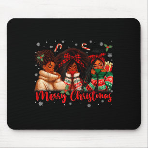 Black African Girl American Melanin Christmas Sant Mouse Pad