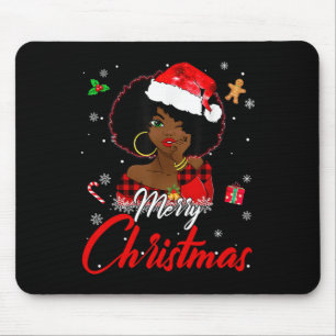 Black African Girl American Melanin Christmas Sant Mouse Pad