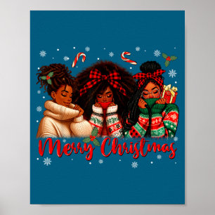 Black African Girl American Melanin Christmas Sant Poster