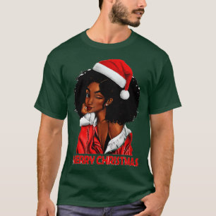 Black African Girl American Melanin Christmas Sant T-Shirt