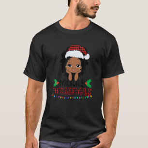 Black African Girl American Melanin Christmas Sant T-Shirt