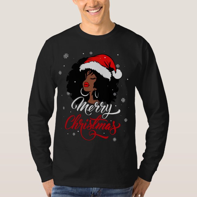 Black African Girl American Santa Christmas Melani T-Shirt (Front)