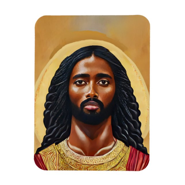 Black African Man Jesus Christ portrait Art Magnet (Vertical)