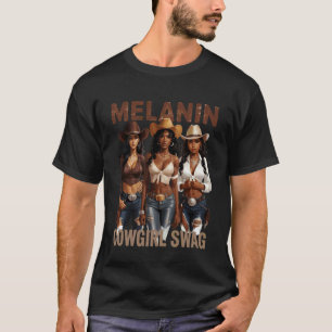 Black African Melanin Cowgirl Swag Western Country T-Shirt