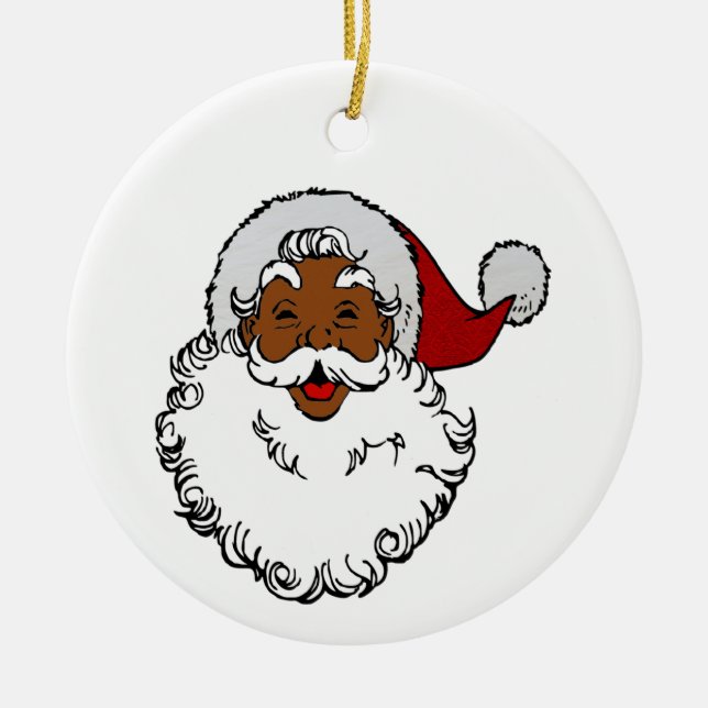 black african santa claus christmas ceramic tree decoration (Front)