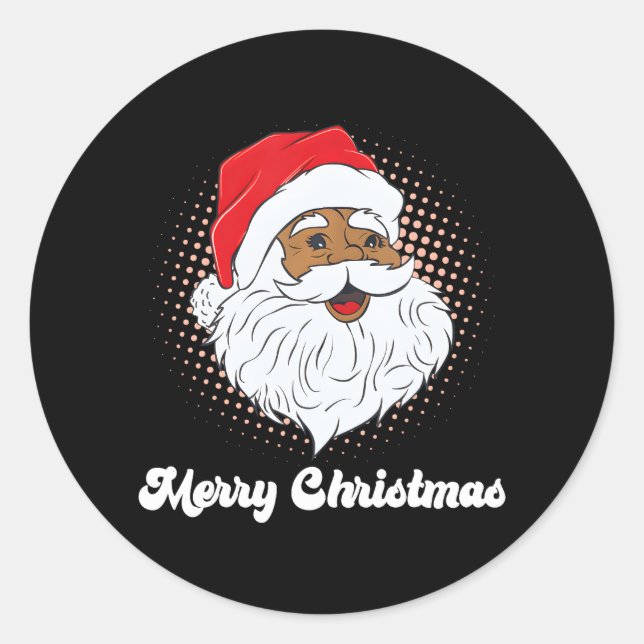Black African Santa Merry Christmas Xmas 2022 Classic Round Sticker (Front)