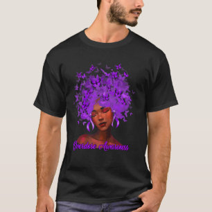 Black African Woman Afro Purple Ribbon Overdose Aw T-Shirt