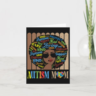 Black Afro African American Autism Mum Awareness M Card
