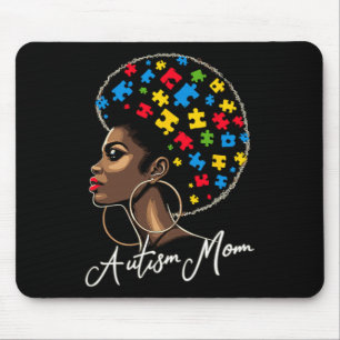 Black Afro American Autism Awareness Mum  Mouse Pad