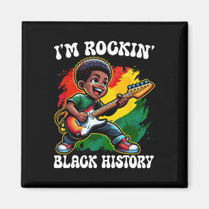 Black Afro Boy I'm Rockin' Black History Month Gui Magnet