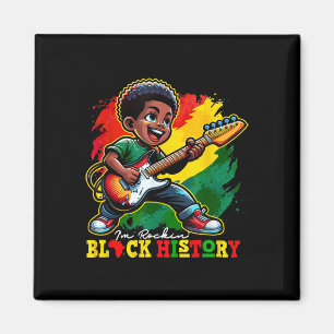 Black Afro Boy I'm Rockin' Black History Month Gui Magnet