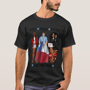 Black Afro Chilean Queen Strong Chile Flag T-Shirt