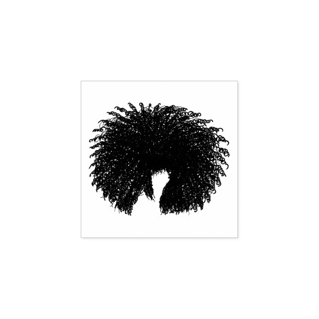 Black Afro Curly Hair Rubber Stamp (Imprint)