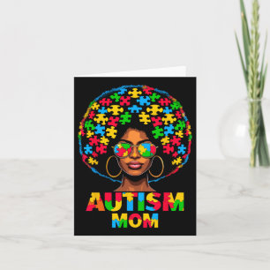 Black Afro Mum American Autism Awareness  Card