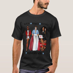 Black Afro Peruvian Wife Spouse Peru Flag T-Shirt