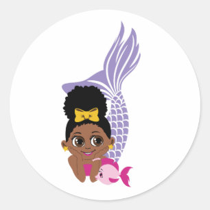 Black Afro Puff Mermaid Girl Sticker