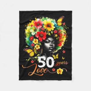 Black Afro Queen 50 Years Love 50th Birthday Butte Fleece Blanket