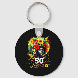 Black Afro Queen 50 Years Love 50th Birthday Butte Key Ring