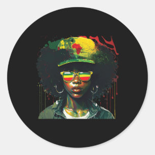 Black Afro Queen Melanin Dripping African Womens J Classic Round Sticker