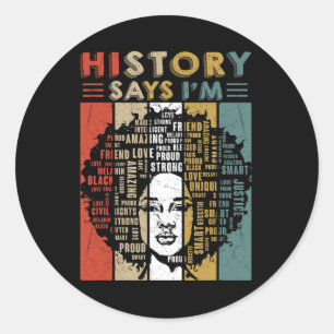 Black Afro Woman Melanin Girl Black History Month  Classic Round Sticker