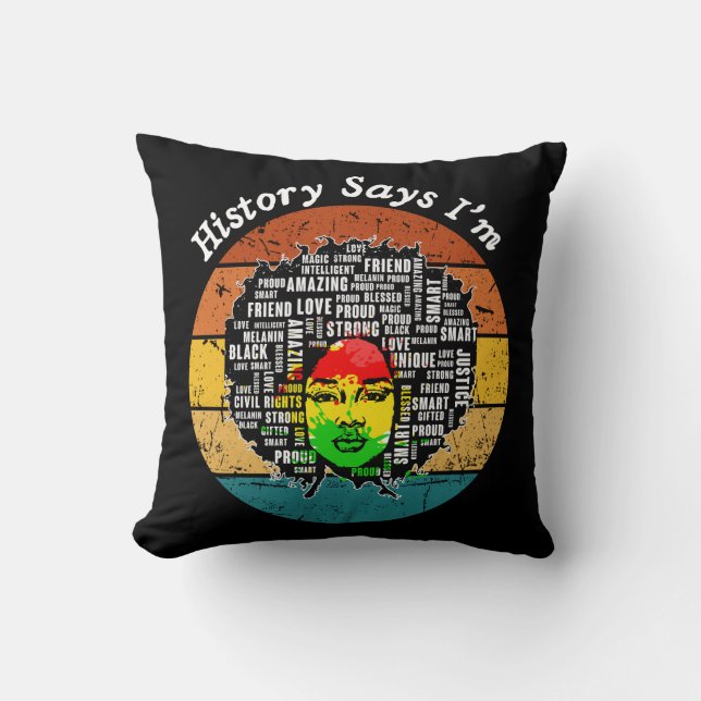 Black Afro Woman Melanin Girl Black History Month Cushion (Front)