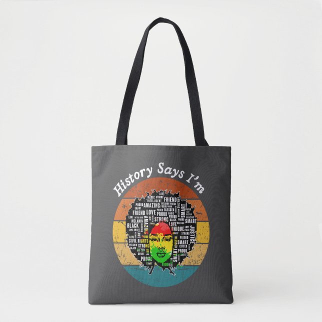 Black Afro Woman Melanin Girl Black History Month Tote Bag (Front)