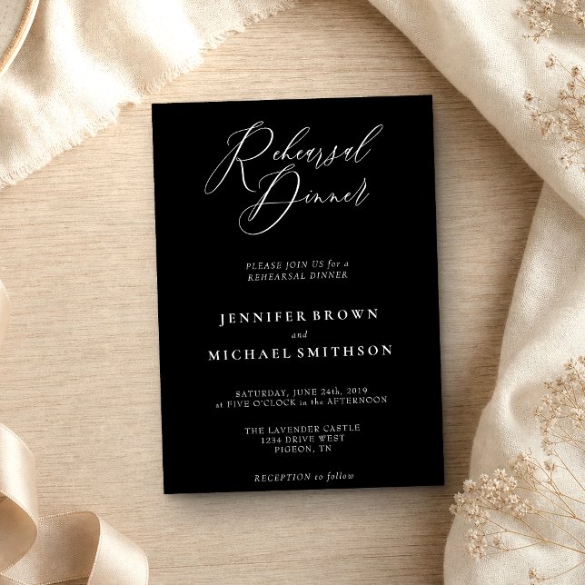 Black After Wedding Reception Rehearsal Dinner Invitation (Creator Uploaded)