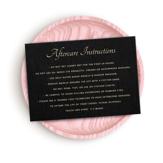 Black AfterCare for Lash Extensions Business Card (Creator Uploaded)