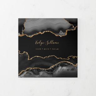 Black Agate Faux Gold Foil Trifold Brochure