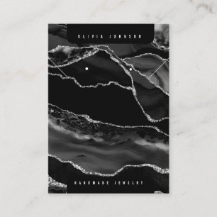 Black Agate Marble Jewellery Display Card