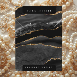Black Agate Marble Jewellery Display Card