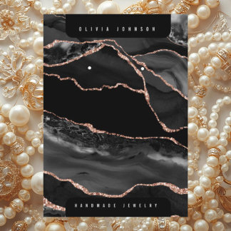 Black Agate Marble Jewelry Display Card