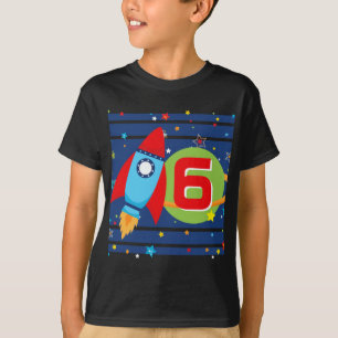 Black Age Rocket Ship Outer Space Birthday Shirt