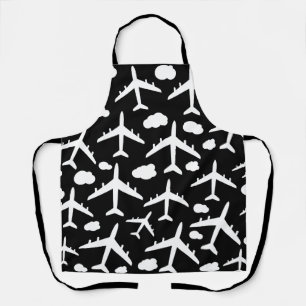 Black airplanes aircraft pattern design  apron