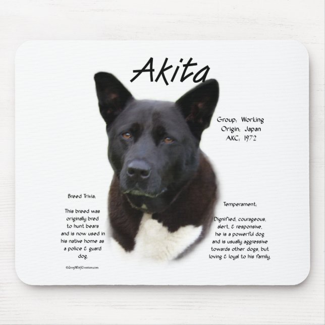 Black Akita History Design Mouse Pad (Front)