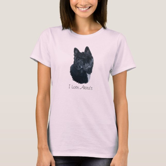black akita with white chest dog T-Shirt (Front)