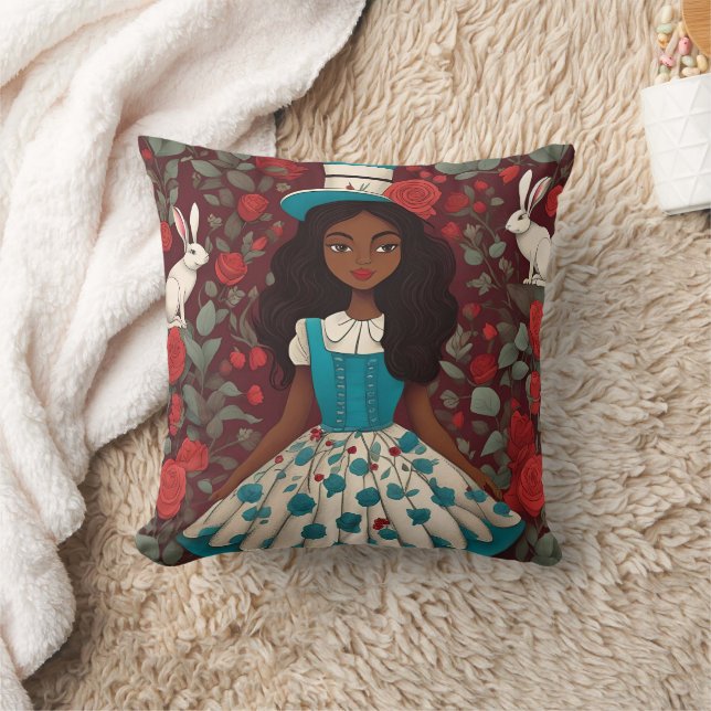 Black Alice in Wonderland Cushion (Blanket)