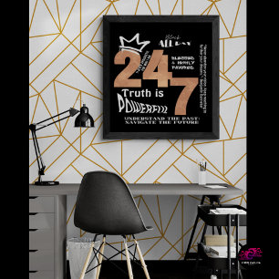 Black All Day 24/7 Slogan Graphic Poster