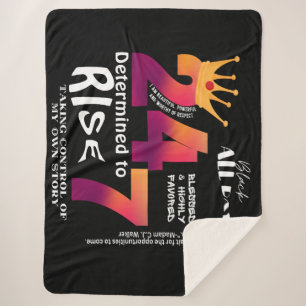 Black All Day 24/7 Slogan Graphic Sherpa Blanket