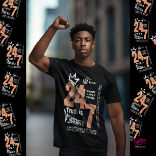Black All Day 24/7 Slogan Graphic T-Shirt