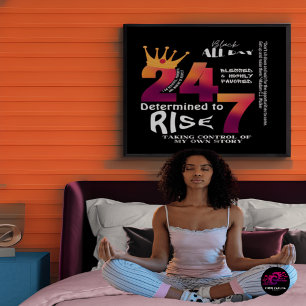 Black All Day 24/7 Slogan Graphic-Women Poster