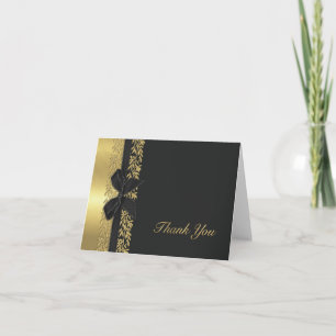 Black All Gold Vine Border Thank You