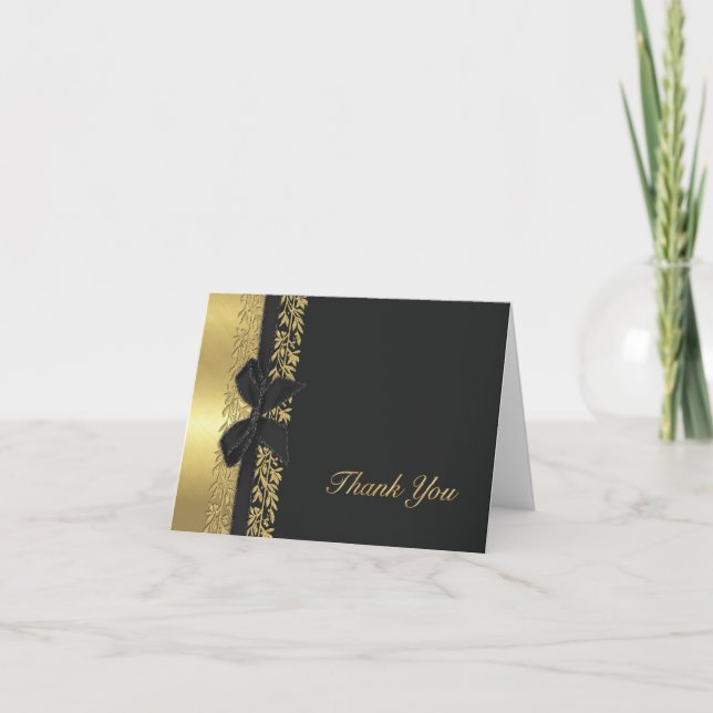 Black All Gold Vine Border Thank You (Front)