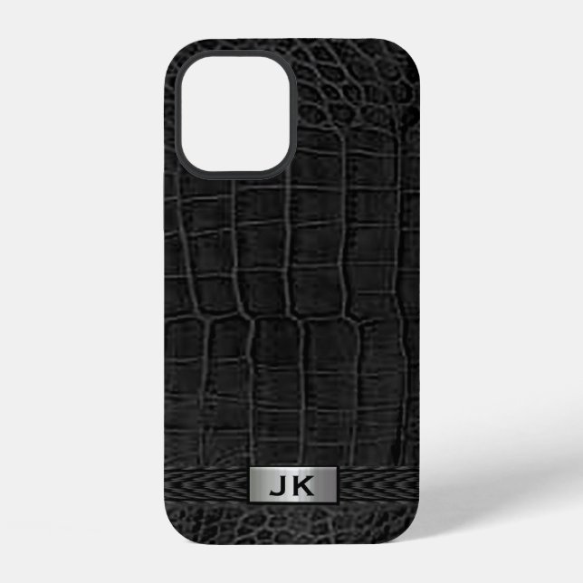 Black Alligator Print iPhone Case (Back)