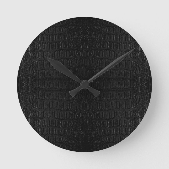 Black Alligator Skin Print New Round Clock (Front)