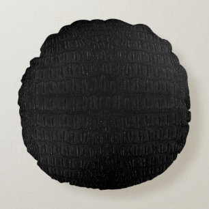 Black Alligator Skin Print New Round Cushion