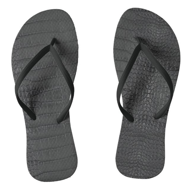 Black Alligator Texture Print Jandals (Footbed)