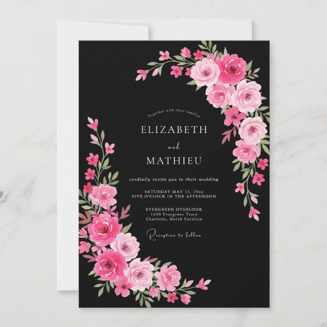 Black Alluring Midnight Wedding Invitation (Front)