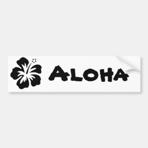 Black aloha flower bumper sticker